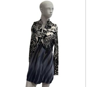 Nic+Zoe Mixed Print Art to Wear Open Cotton Blend Cardigan Size Medium